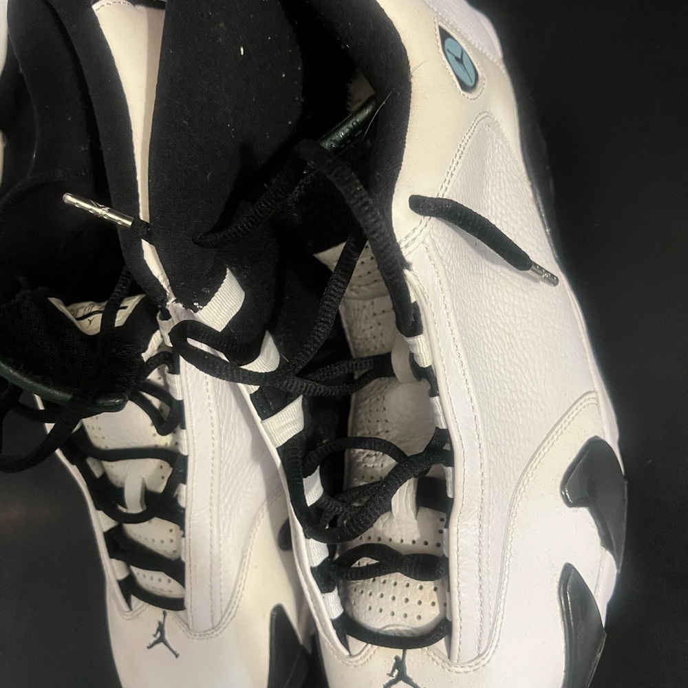 Jordan White and Black High-Top Sneakers with Leather Overlays - Picture 5 of 12